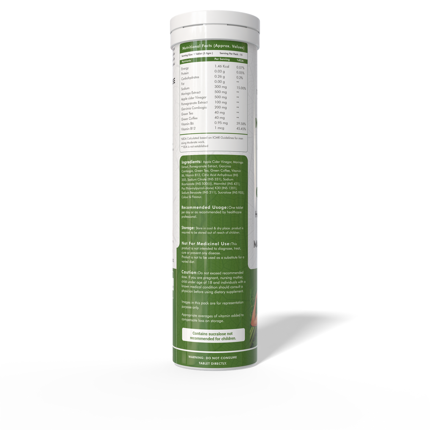 Moringa ACV Effervescent Tablets | Weight Management Support | Green Apple Flavour
