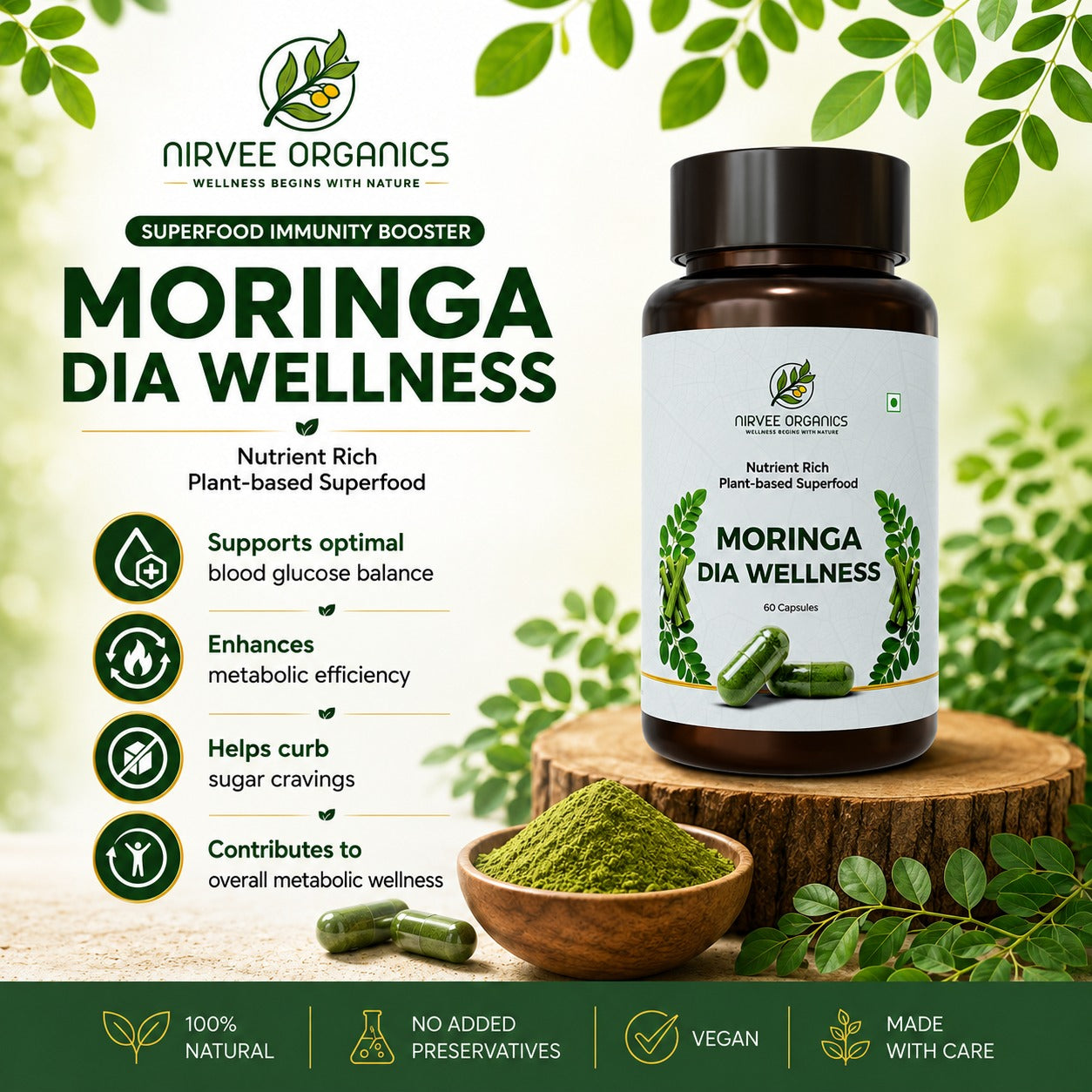 Moringa Dia Wellness Capsules | Blood Sugar Support | Herbal Formula