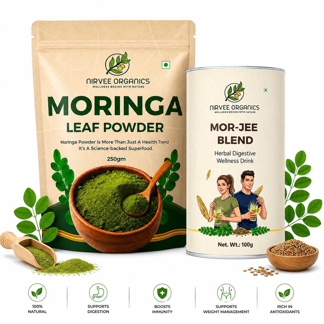 Moringa Leaf Powder & Mor-Jee Blend Powder  | 100% Pure & Natural