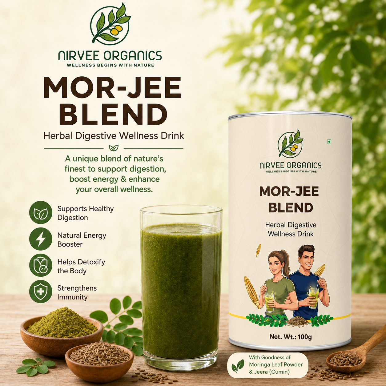 Mor-Jee Blend Powder | Moringa + Jeera Digestive Wellness Drink